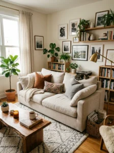 Soft upholstered furniture making living room comfortable