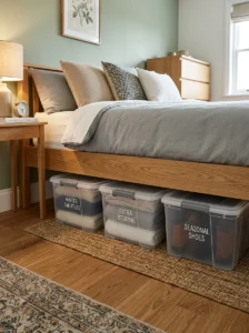 Under-bed storage saving space