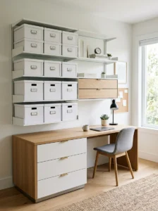 Organized storage keeping nurse office clean and tidy