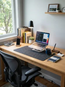 Organized home office maintained daily