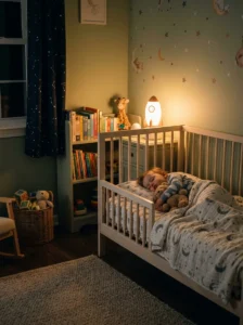 Gentle night lighting making toddler bedroom feel safe