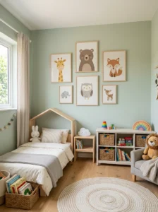 Soft wall decor adding charm to toddler boy bedroom