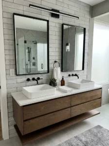 Double black mirrors bathroom