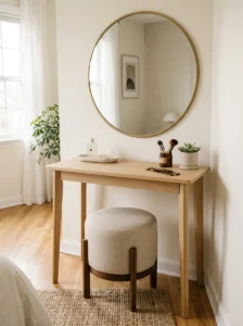 Compact vanity stool for space-saving setup