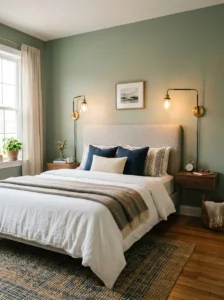 Wall lighting saving space on nightstand
