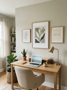 Minimal wall art enhancing workspace style