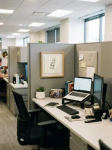 Minimal wall decor making cubicle less boring