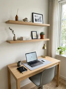 Vertical storage maximizing desk space