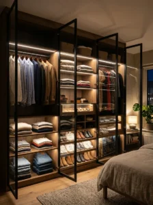 Internal lighting improving wardrobe visibility