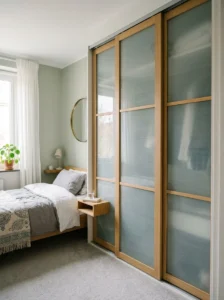 Sliding door wardrobe saving bedroom space