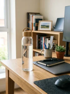 Water bottle supporting productivity