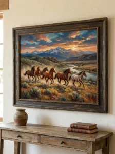 Rustic wall art enhancing western decor