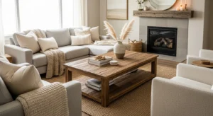 Rustic coffee table French country living room