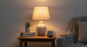 Living room table lamp providing soft balanced lighting