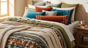 Layered bedding bedroom