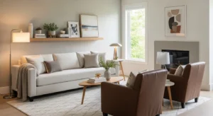 Brown accent chair living room idea