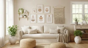 Brown and beige living room palette