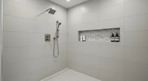 Floor to ceiling tile shower design
