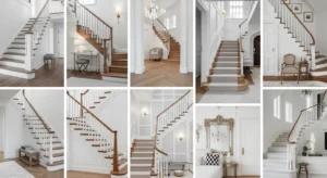 Staircase and hallway design ideas with modern stylish entryway decor
