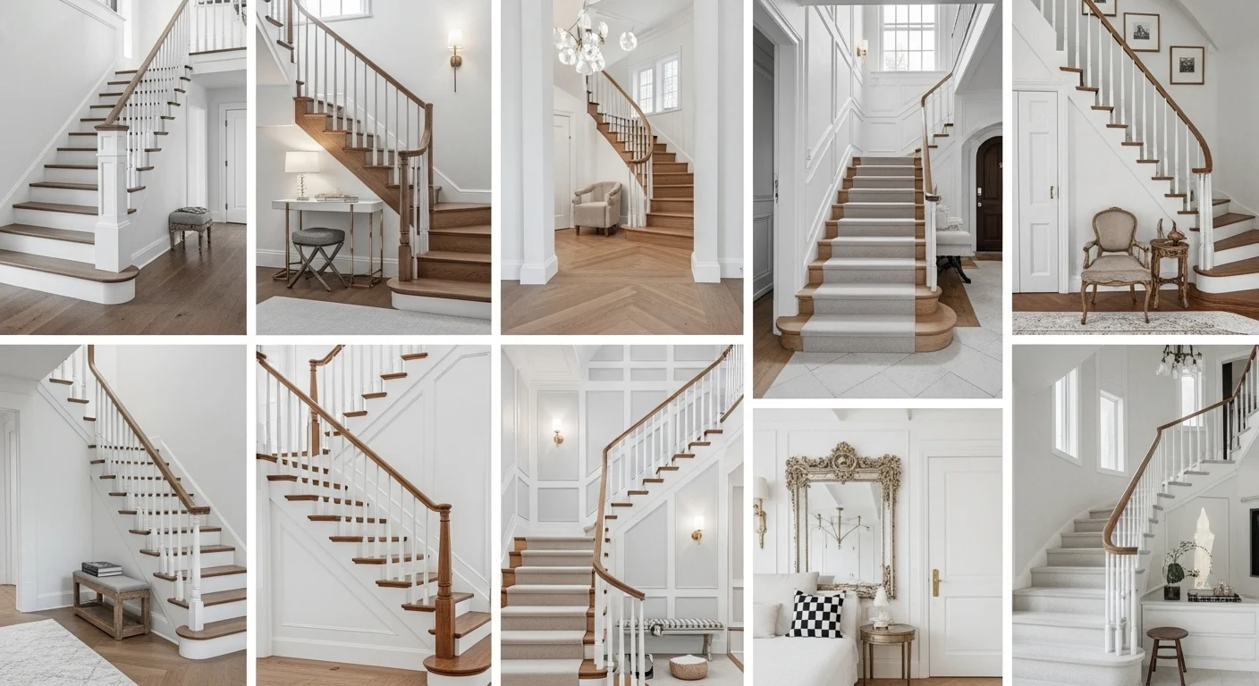 Staircase and hallway design ideas with modern stylish entryway decor