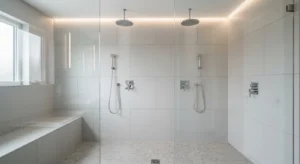 Dual showerheads modern bathroom