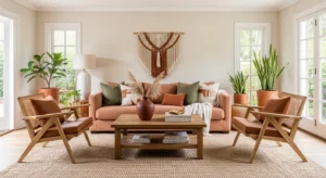 Earthy boho living room