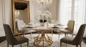 Marble top dining table modern design