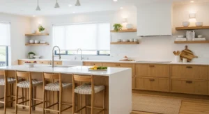 Light wood accents in Scandinavian kitchen