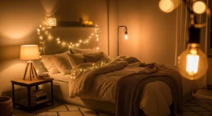  Layered lighting bedroom