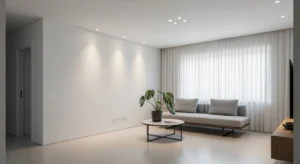 Living room with recessed lighting for clean ceiling design