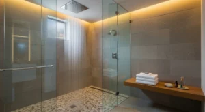 Rainfall showerhead modern bathroom