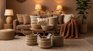 Textured brown decor living room