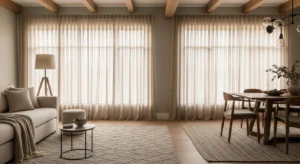 Textured decor in living dining combo