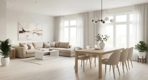 Light color living dining combo space