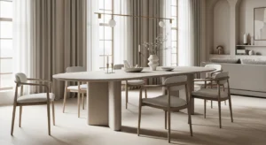 Oval dining table for modern layout