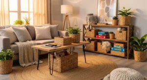Basket storage living room