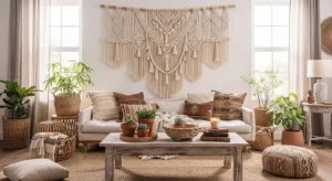 Macrame wall decor living room