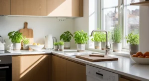 Greenery in Scandinavian kitchen