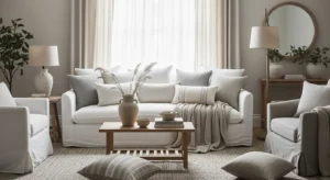Linen textile Japandi living room
