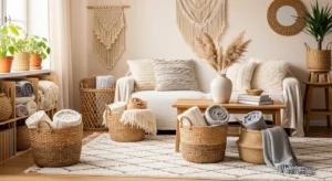 Basket storage French country living room