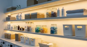 Under shelf lighting in laundry room