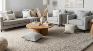 Neutral rug living room