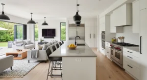 Kitchen island open concept layout
