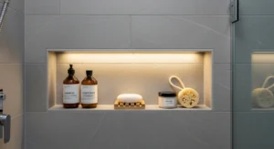 Built in shower niche storage idea