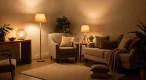 Japandi living room lighting design