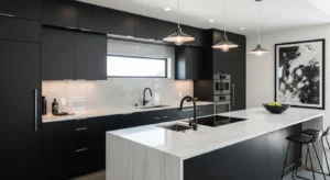 Matte black kitchen cabinets modern