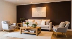 Brown accent wall living room idea