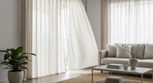 Linen curtains living room