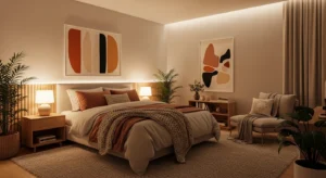 Warm bedroom lighting