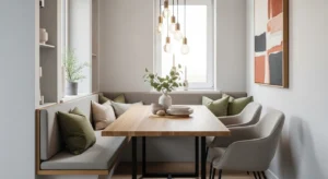 Dining bench in small living dining combo